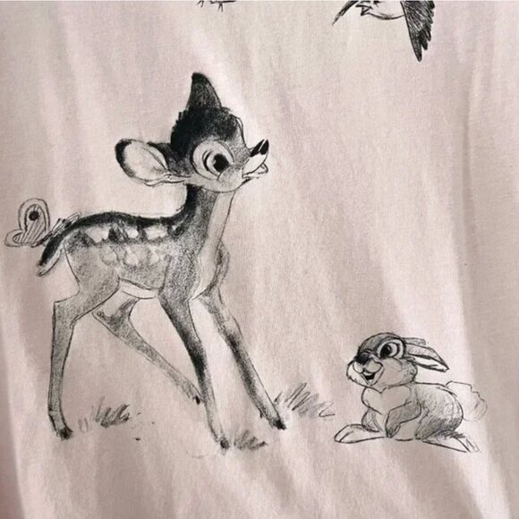 Uniqlo x Disney Bambi Graphic T Shirt | Sketchbook Collection | Pink | Sz Small - Picture 3 of 6